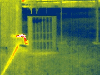 Infrared thermal imagie of a heat pump unit in Winter